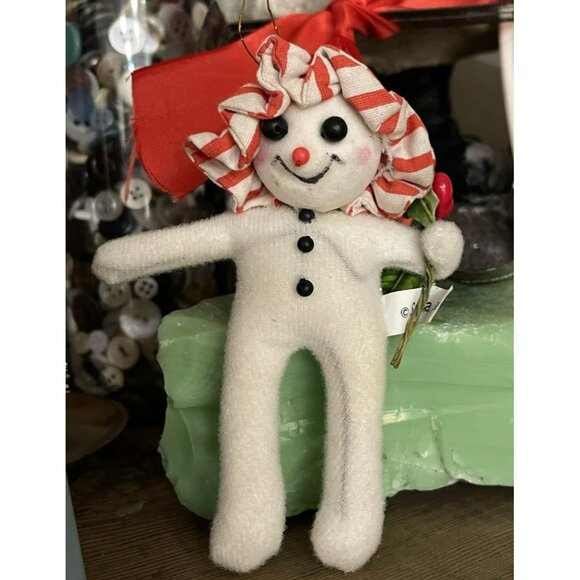 Snowmen Christmas Ornament Foam Balls Vintage Holiday Decor W Bonnet - Picture 2 of 7